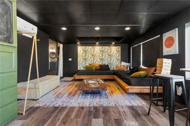 a view of a street with an outdoor space