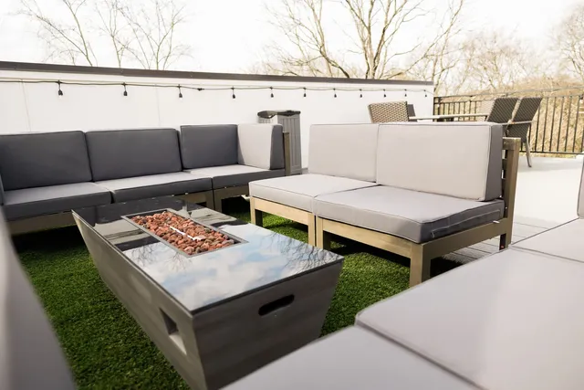 a living room with furniture and a couch