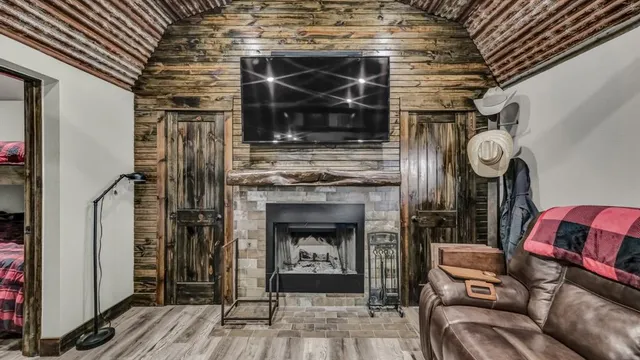 a living room with furniture