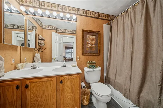 a bathroom with a toilet a sink and a mirror
