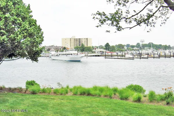 a view of a lake with a city view