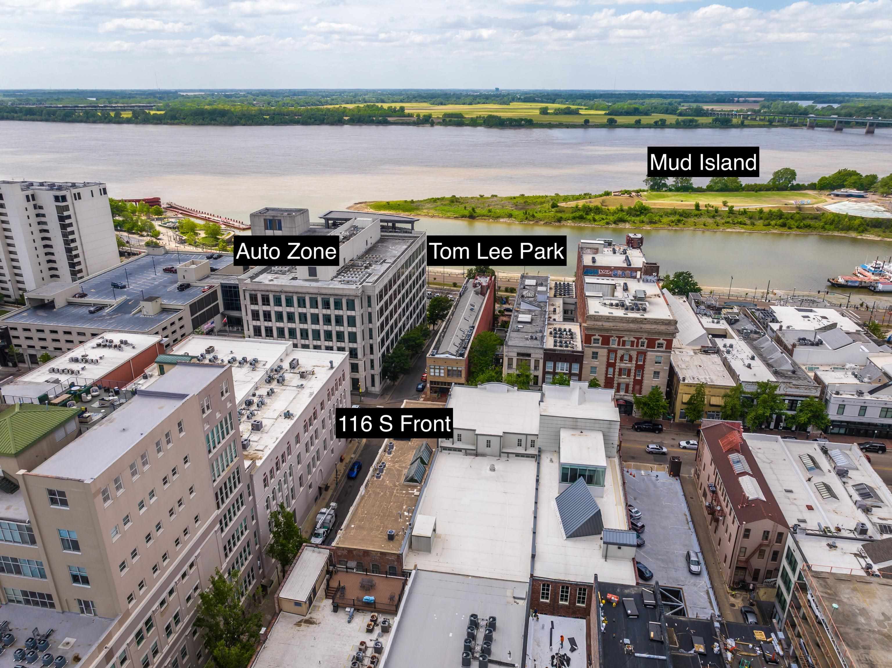 116 South Front Street, Unit 201 Memphis, TN 38103 - Photo 22 of 26 Aerial view of a nearby body of water