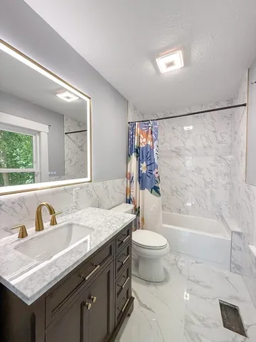 a bathroom with a sink a toilet and a bathtub