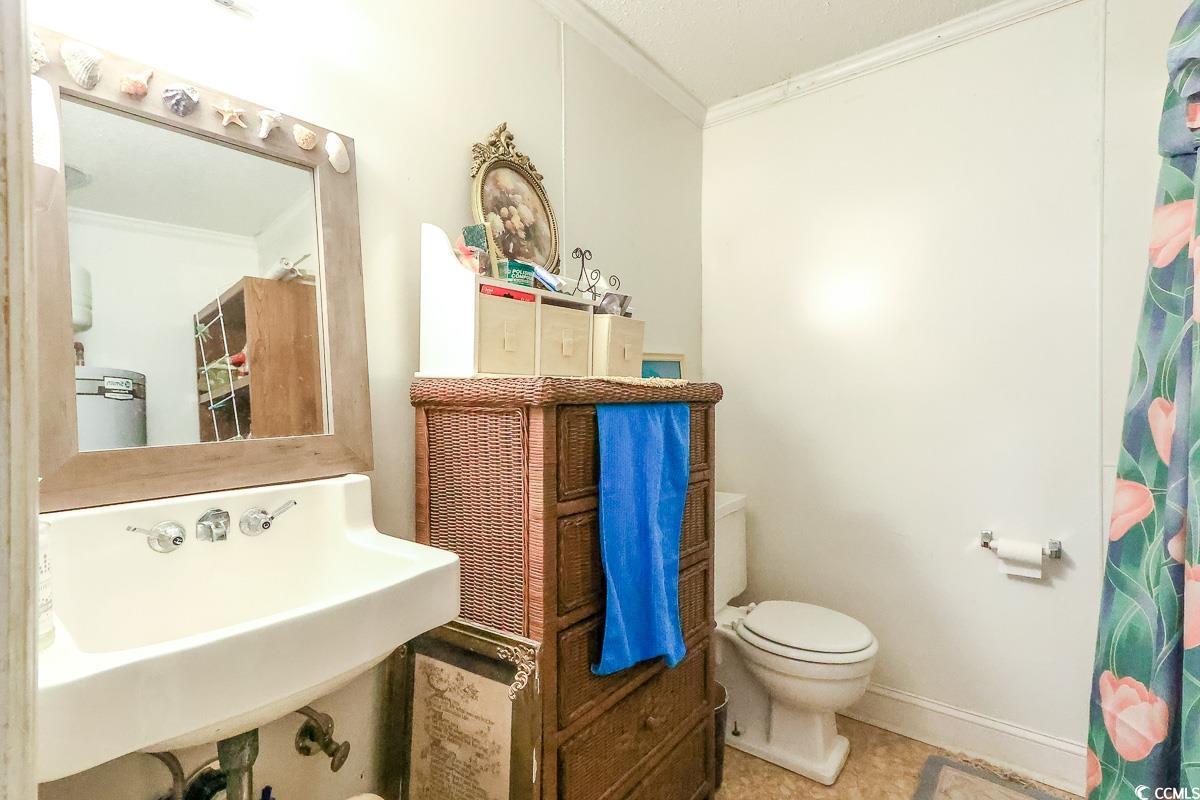 404 13th Avenue South Myrtle Beach, SC 29577 - Photo 20 of 38 Full bath featuring ornamental molding and curtained shower