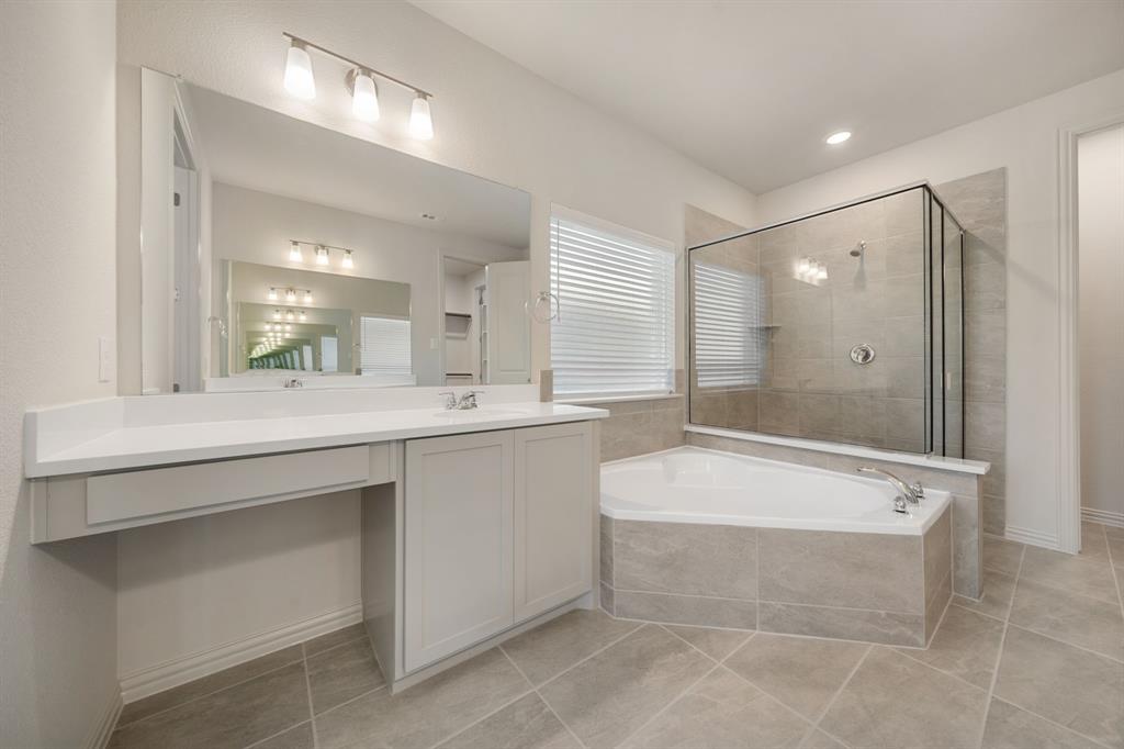 912 Alberta Spruce Road Justin, TX 76247 - Photo 19 of 35 a bathroom with a bathtub shower sink and mirror