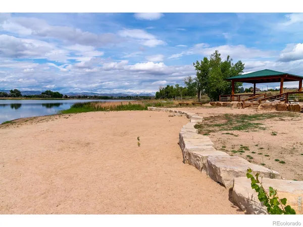 a view of a lake with outdoor space