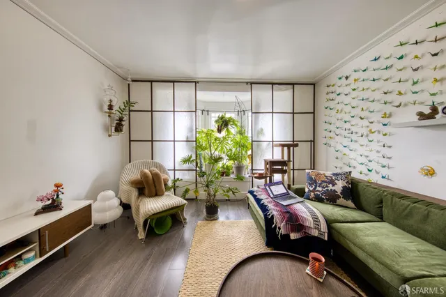 a living room with furniture