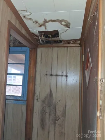 a view of wooden door