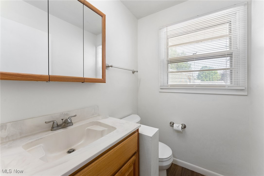 1723 Mathews Road Youngstown, OH 44514 - Photo 26 of 37 Bathroom featuring toilet, vanity, and hardwood / wood-style flooring