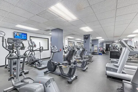 a view of a room with gym equipment