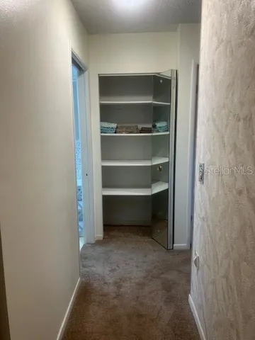 a view of an empty walk in closet
