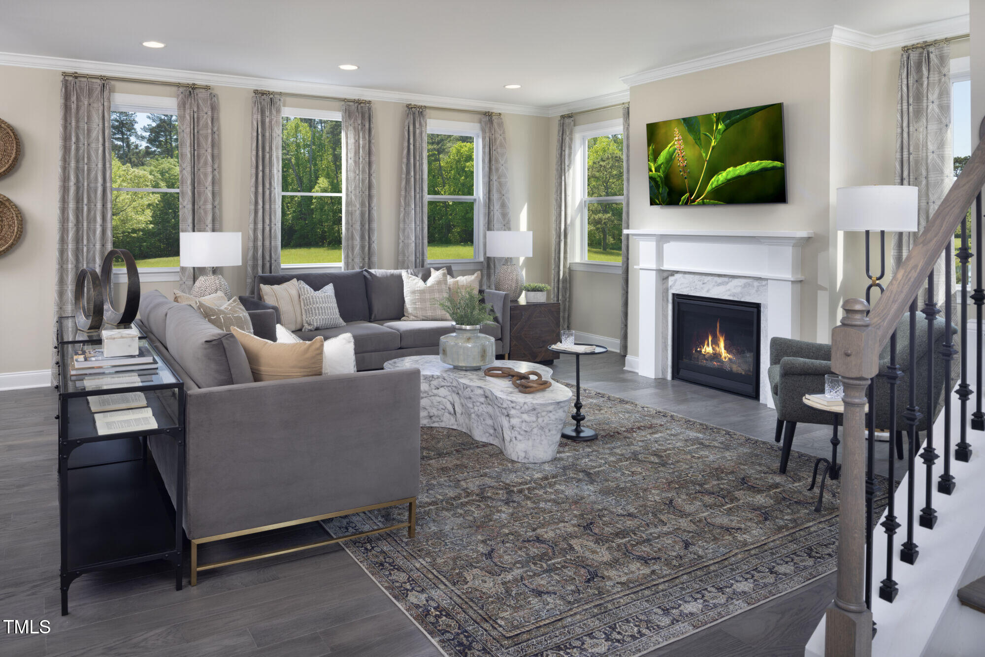 3725 Lebrun Path Fuquay-Varina, NC 27526 - Photo 3 of 13 a living room with furniture and a fireplace