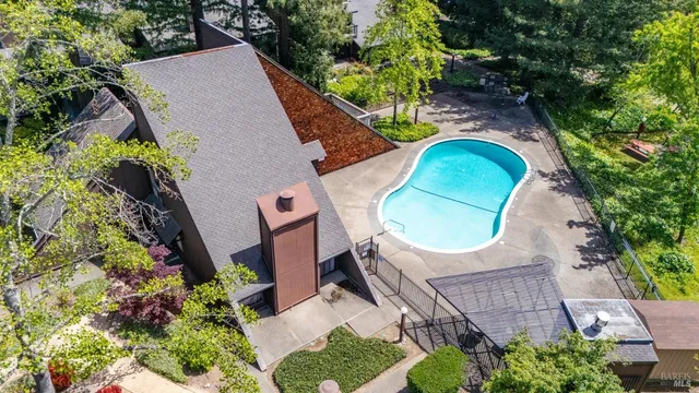 an aerial view of a house having outdoor space