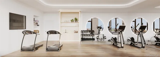 a view of a room with gym equipment
