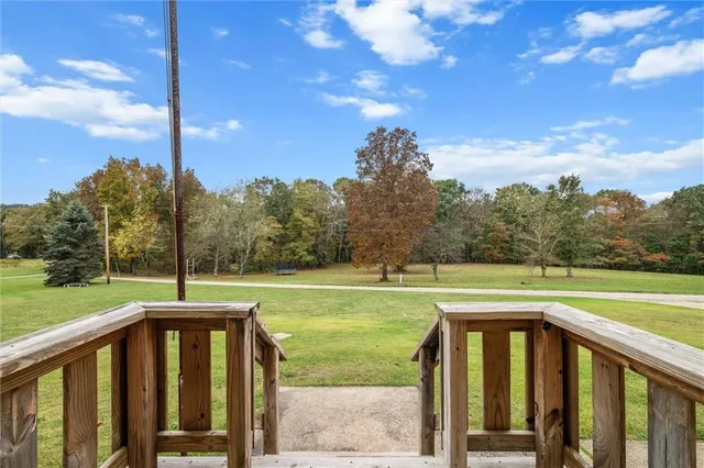 a view of a garden from a bathroom