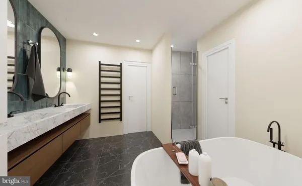 a bedroom with a bed and large window