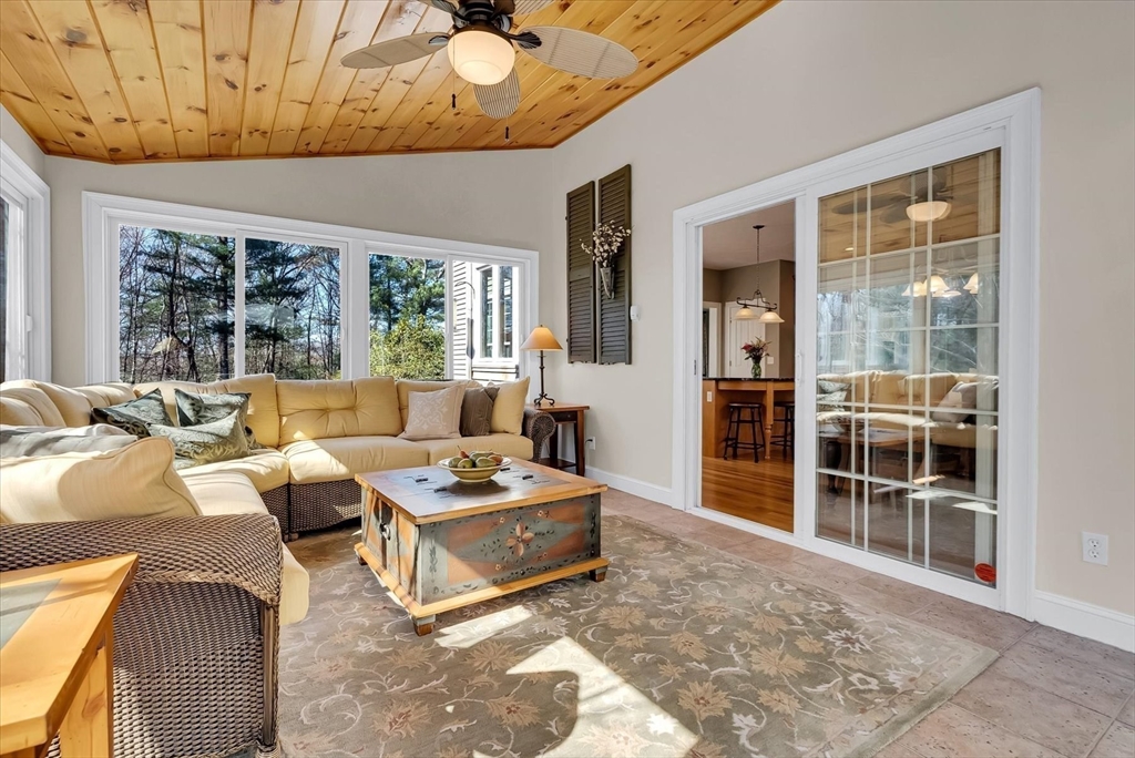 9 Juniper Road Upton, MA 01568 - Photo 34 of 42 a living room with furniture a flat screen tv and a large window