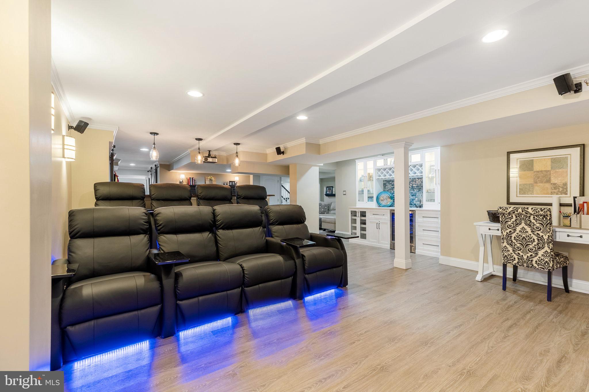 129 Moore Road Downingtown, PA 19335 - Photo 39 of 62 Basement Movie Area and Beverage/Bar Center