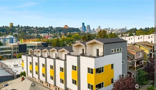 a view of a large building with a city view