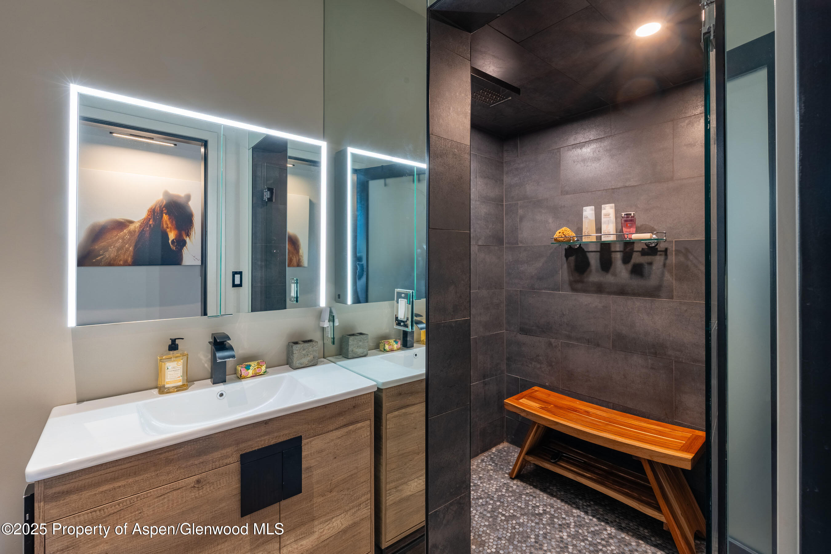 26 Bunker Loop Aspen, CO 81612 - Photo 54 of 103 a bathroom with a sink and a mirror
