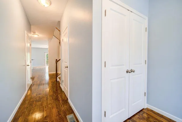 a view of a bathroom from the hallway