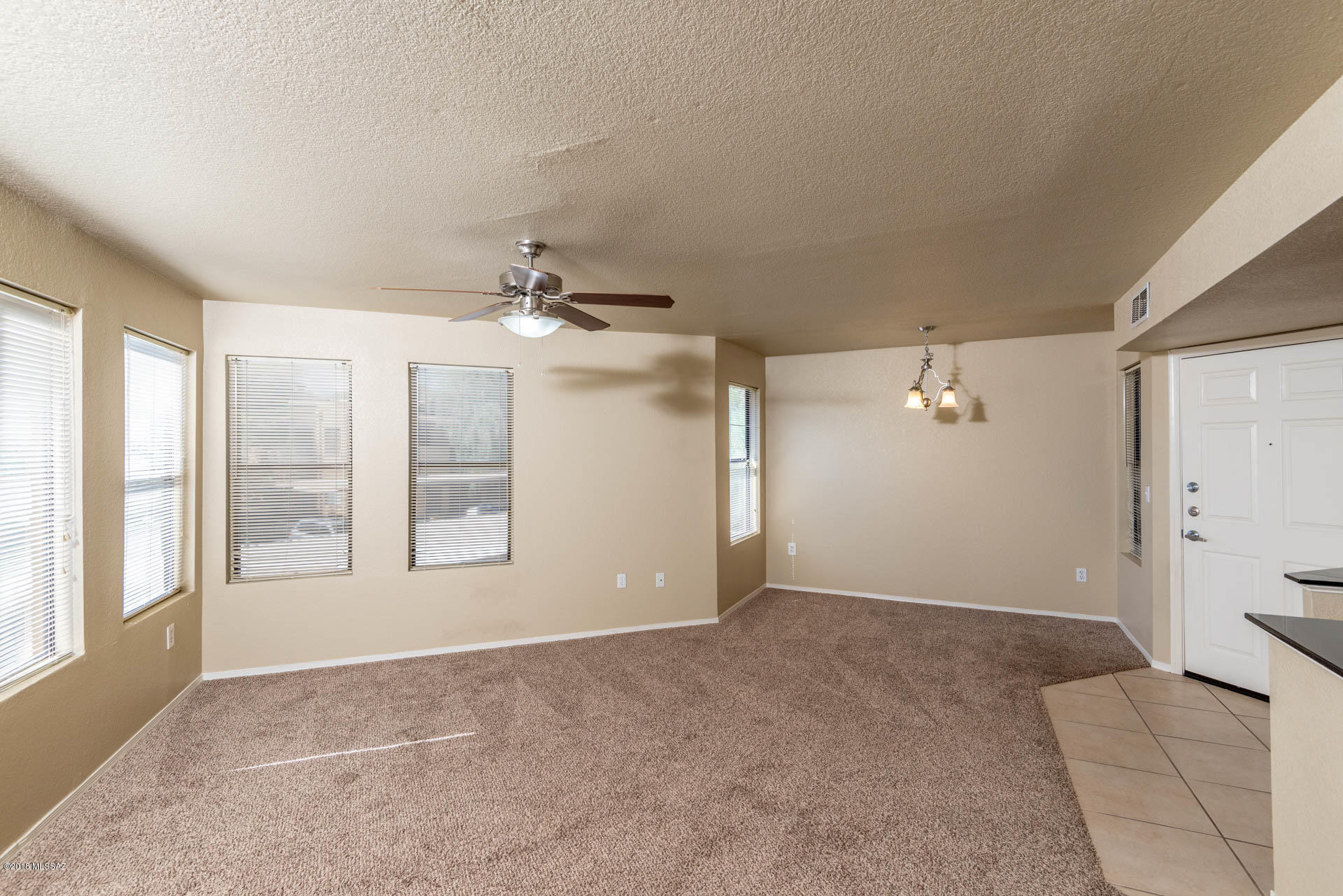 7255 East Snyder Road, Unit 8205 Tucson, AZ 85750 - Photo 6 of 23 an empty room with chandelier fan and windows