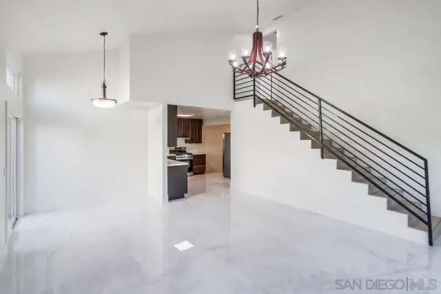 a view of a livingroom with a chandelier