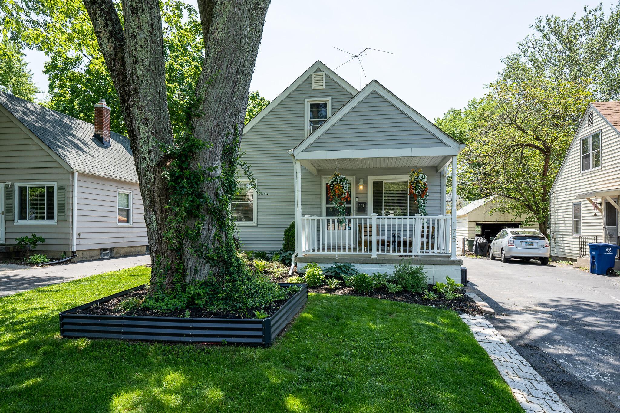 Front view on sidewalk