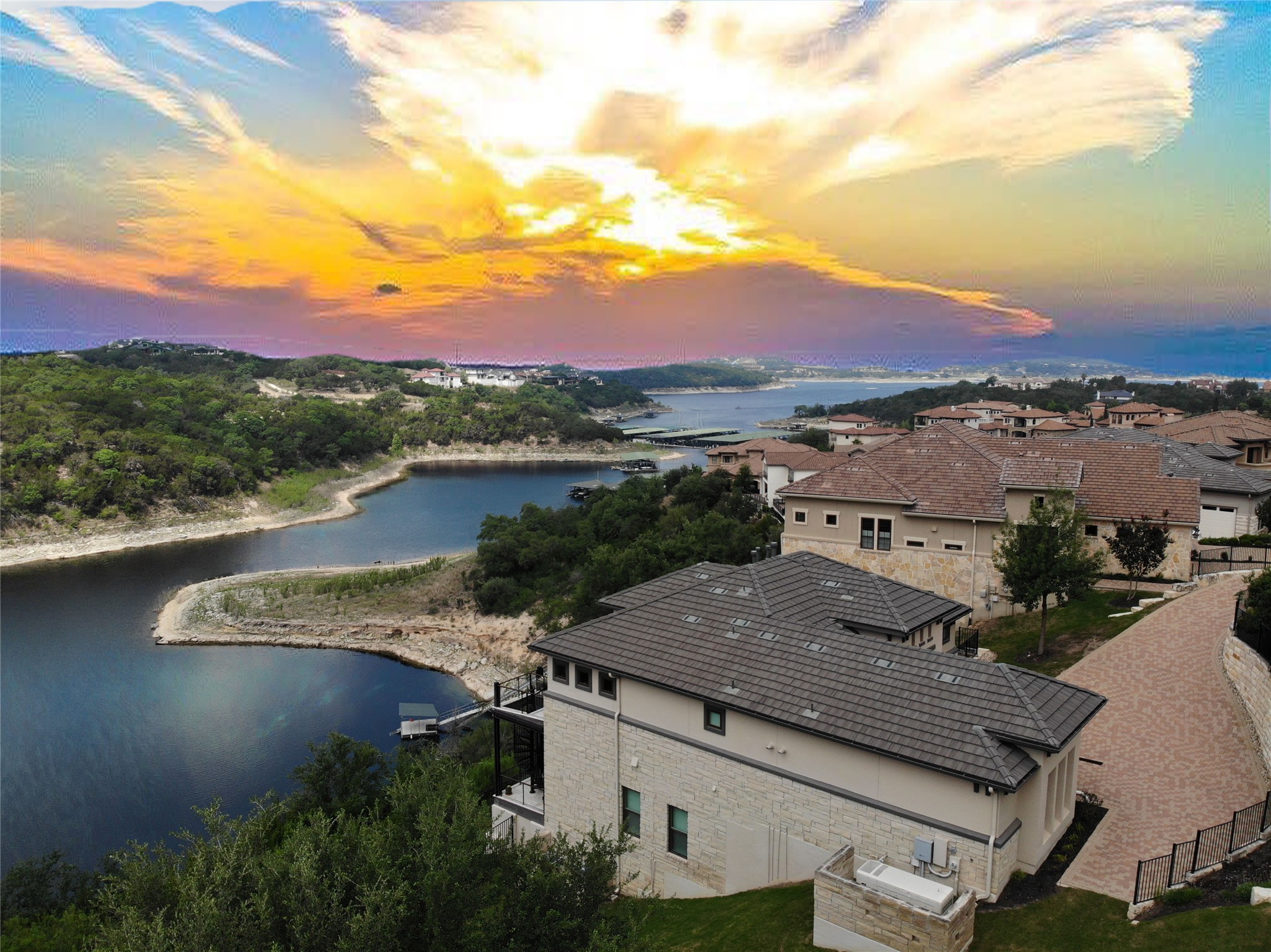 420 Marina View Way Austin, TX 78734 - Photo 1 of 32 a view of a house with a yard and lake view