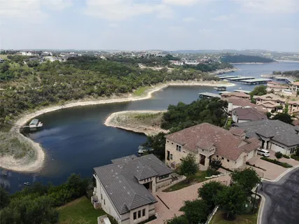 a view of a lake with a city view