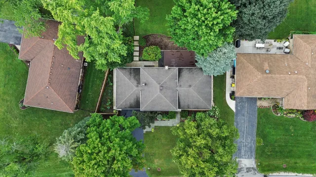 an aerial view of a house