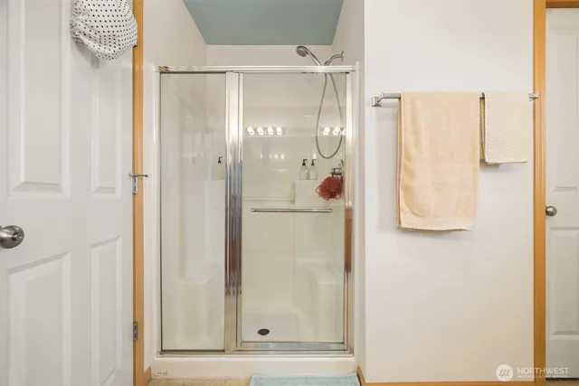 a bathroom with a shower