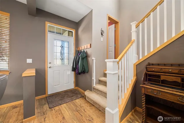 a view of an entryway with staircase