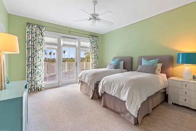 a view of a yard with a lake view