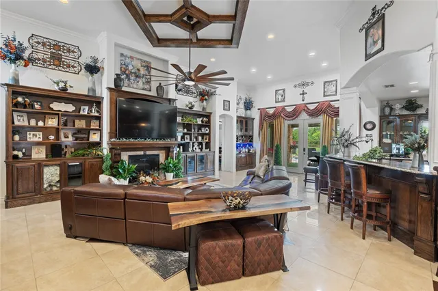 a kitchen with counter top space and stainless steel appliances