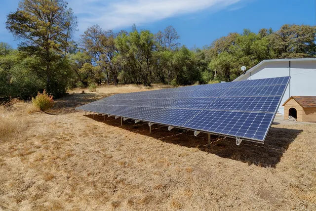 a view of a backyard with a trees