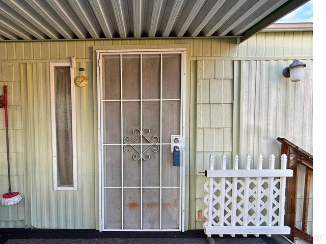 a view of wooden door