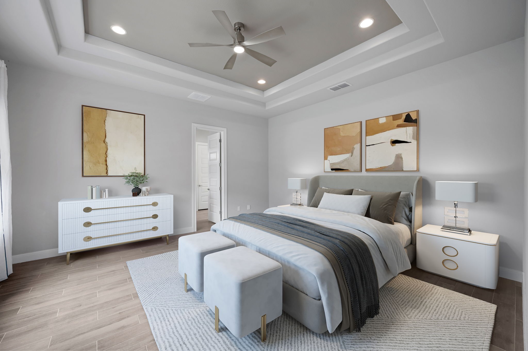 165 Eclipse Drive Austin, TX 78737 - Photo 20 of 38 a spacious bedroom with a bed and a couch