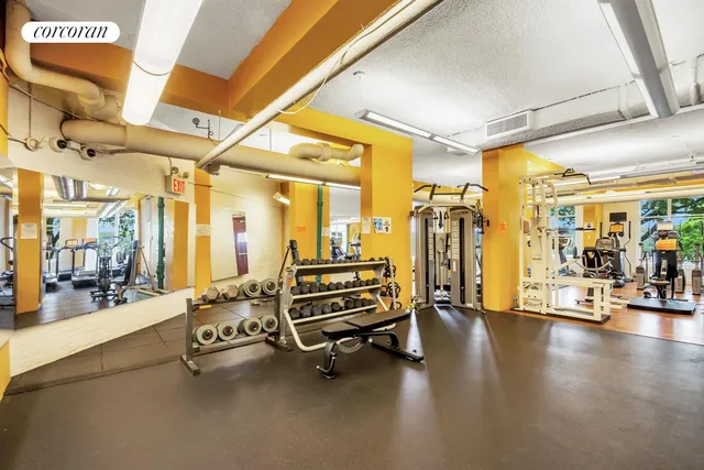 a view of a room with gym equipment
