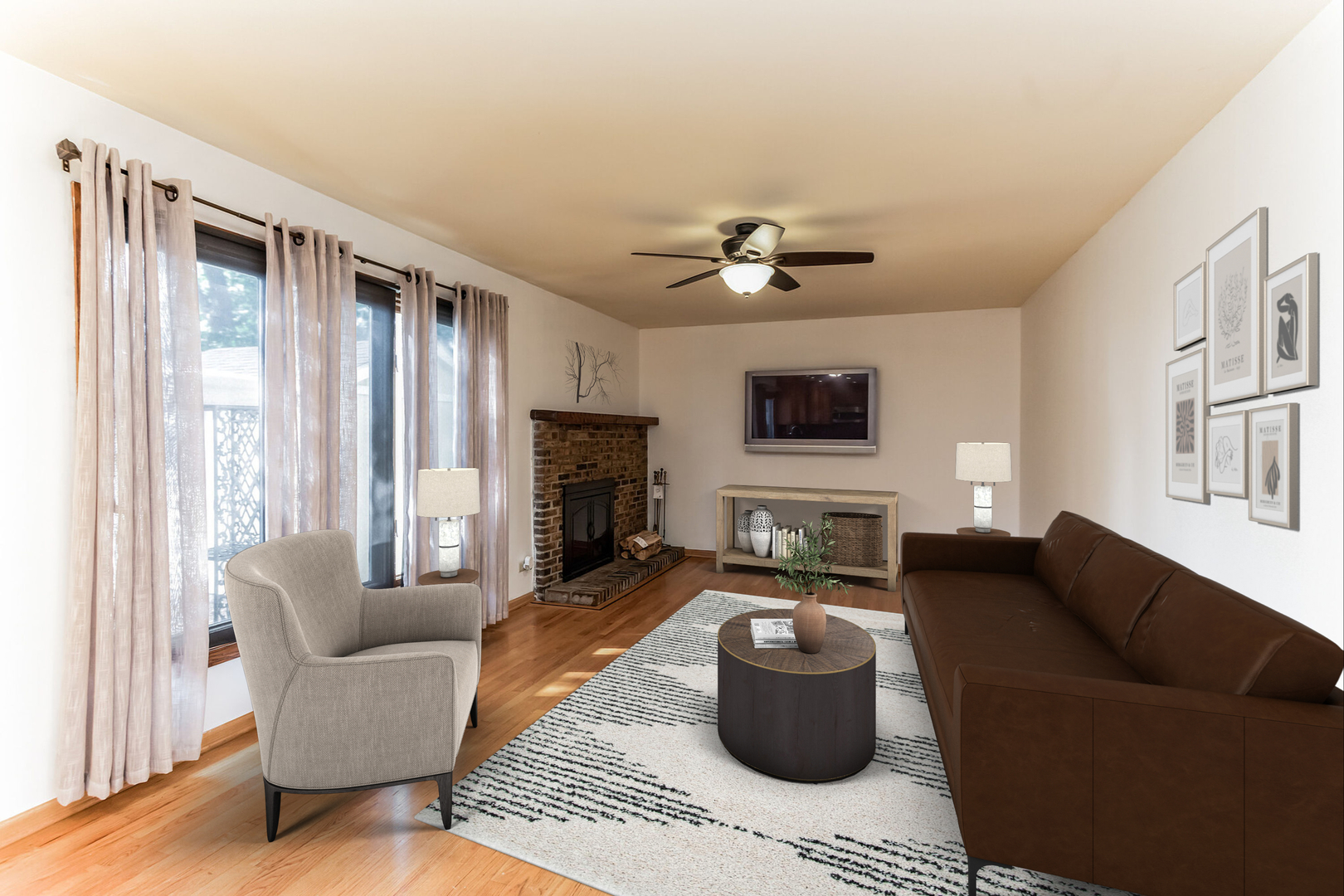 508 North Walnut Lane Schaumburg, IL 60107 - Photo 10 of 25 a living room with furniture and a fireplace