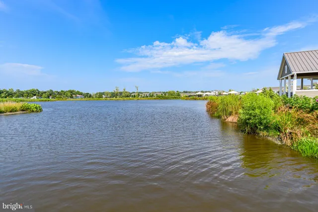 a view of a lake with a big yard