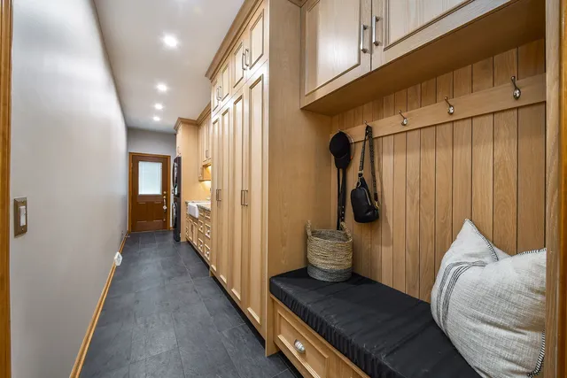 a view of hallway with furniture