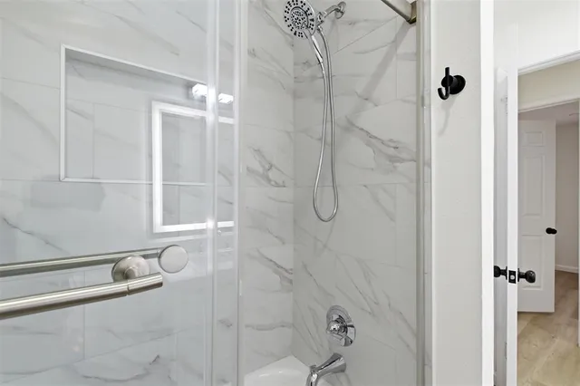 a bathroom with a shower