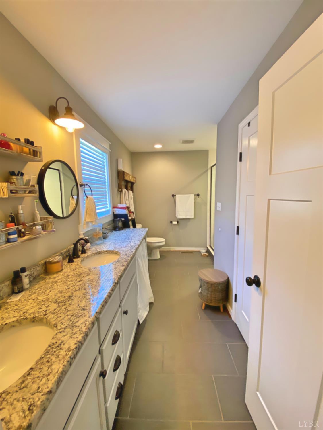 2484 Red House Road Rustburg, VA 24588 - Photo 25 of 29 a bathroom with a granite countertop double vanity sink and a mirror