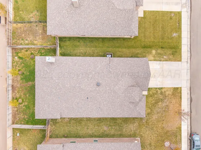 view of a city from a yard