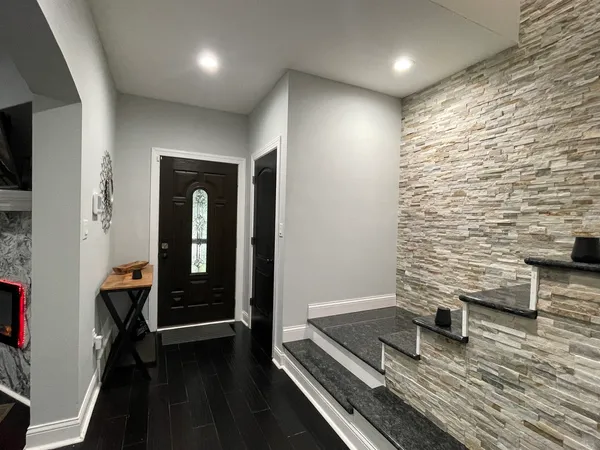 a living room with furniture