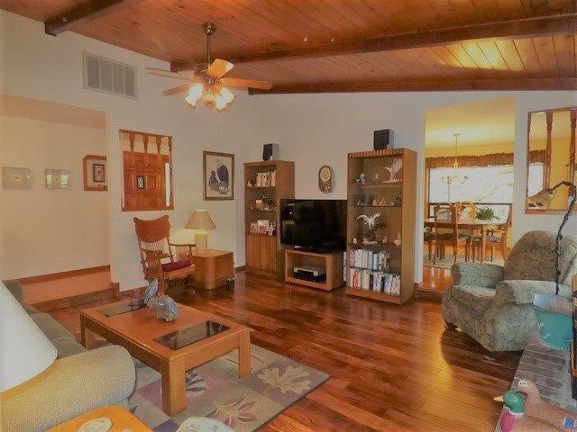 968 Wards Creek Road Rogue River, OR 97537 - Photo 12 of 33 Sunken Living Room. Notice wood ceiling.