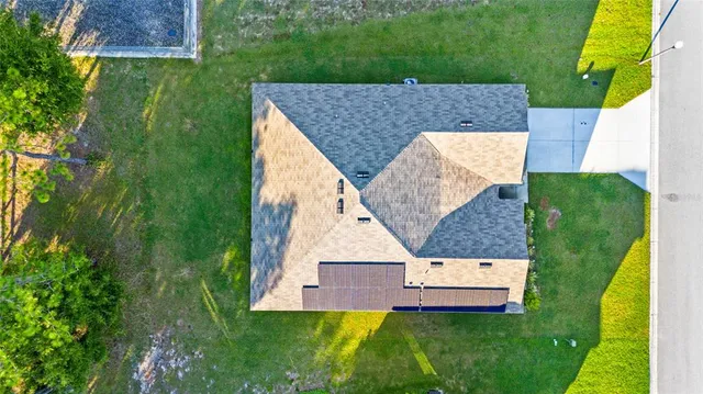 an aerial view of a house