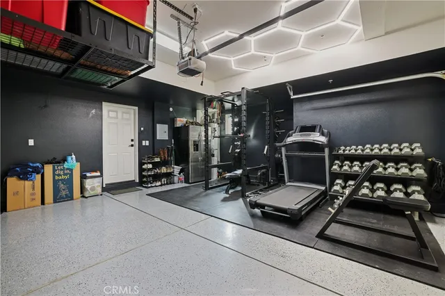 a room with gym equipment