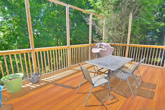a view of a two chairs in the deck